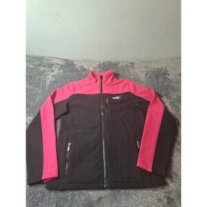 Puma‎ Girls Soft Shell Full Zip Jacket XL Black Pink Microfiber Scuba Active